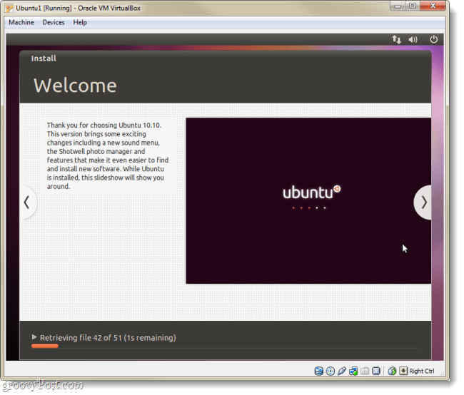 ubuntu installera välkomstsidan