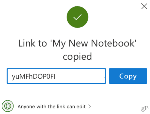 Kopiera länken i OneNote för webben