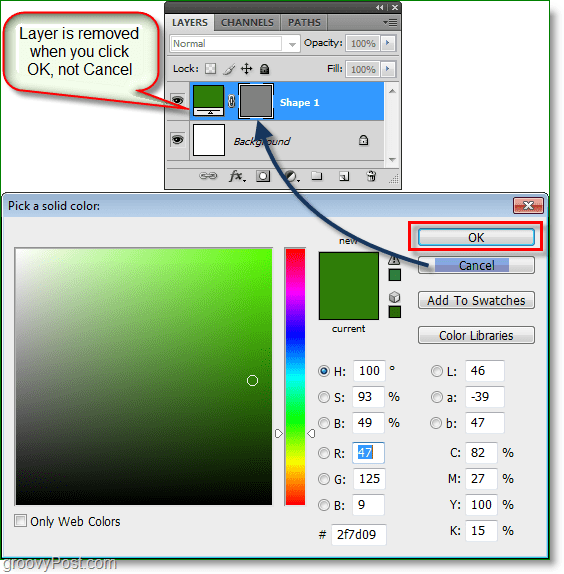 Photoshop Color Picker-skärmdump -woohoo det fungerar att du nu kan använda snabbvalstangenter för färgväljare i Photoshop