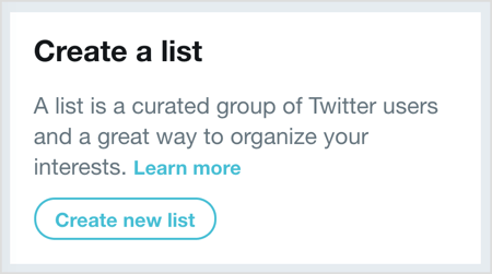Klicka på Skapa ny lista och välj sedan de användare du vill lägga till i din Twitter-lista.