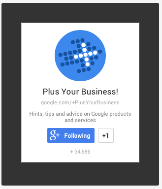 google + webbplats märke