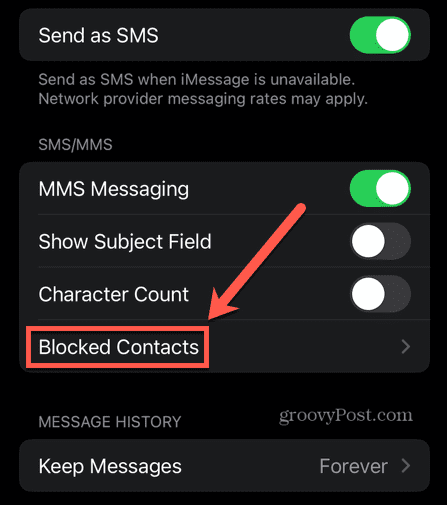 iphone-meddelanden blockerade kontakter