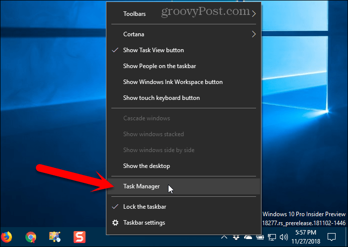 Öppna Task Manager i Windows 10