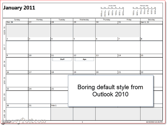 Outlook-tryckt kalender