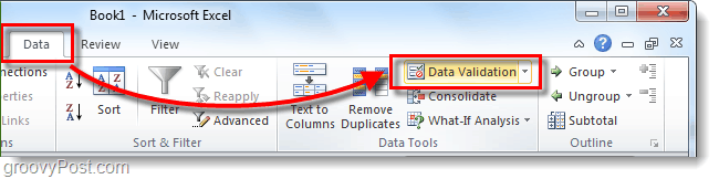 Hur du lägger till rullgardinslistor och datavalidering i Excel 2010-kalkylblad