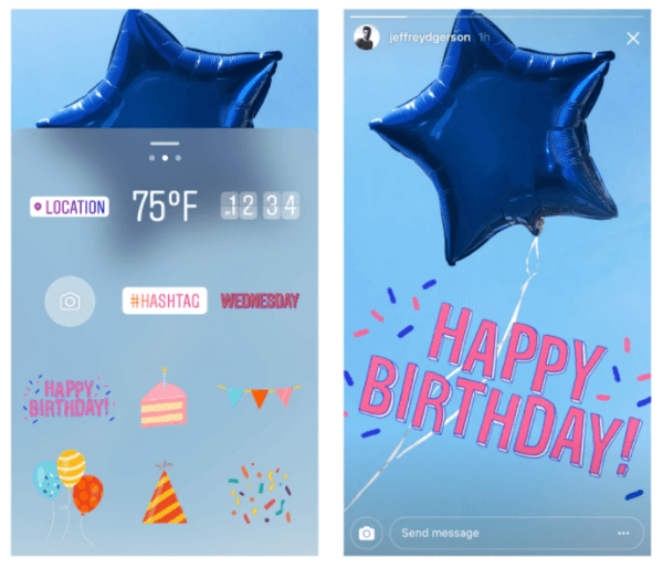 Instagram firar ett år av Instagram Stories med ny födelsedag och firande klistermärken.