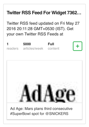 lägg till Twitter-widget rss-flöde till feedly