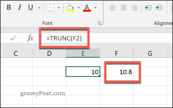 TRUNC-funktionen i Excel