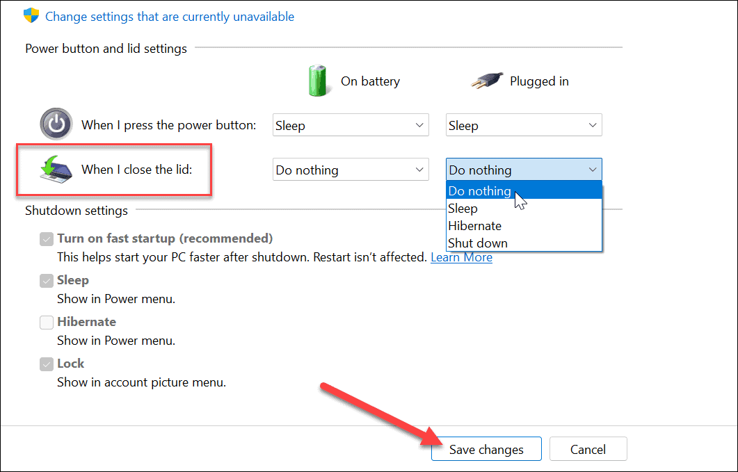 Stäng en bärbar dator och använd en bildskärm på Windows 