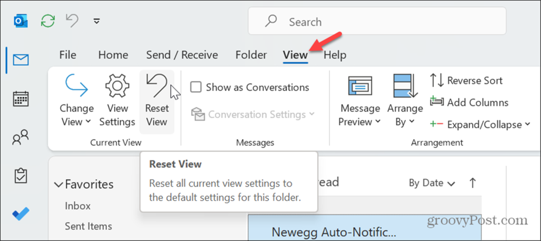 Återställ Outlook-vyn 