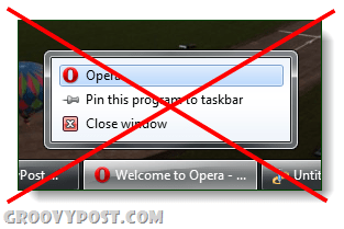 opera som inte kan privat bläddra från hopplista windows 7
