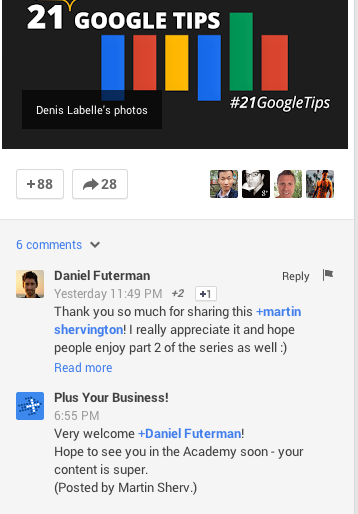 google + posta företagskommentar