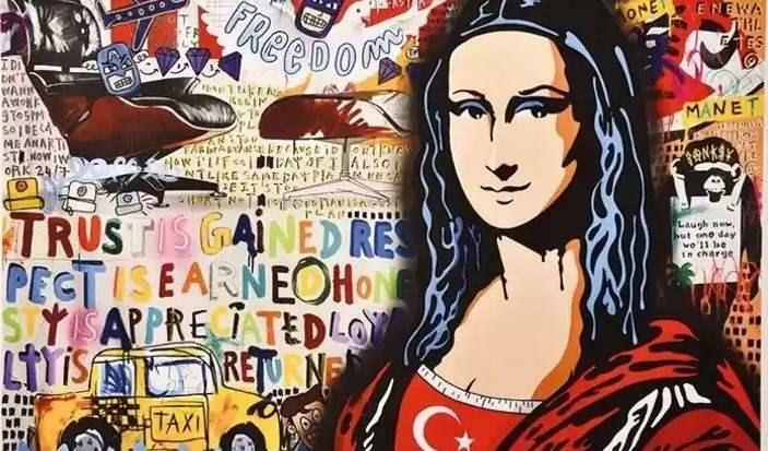 Mona Lisa med turkisk flagga