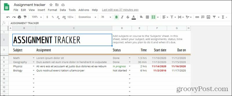 formatering av Google-ark