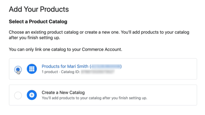 facebook-produktkatalogalternativ för att ansluta en befintlig eller ny katalog