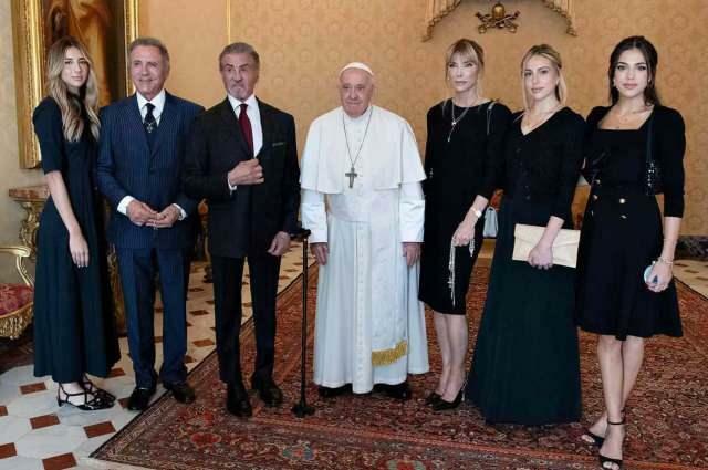 Sylvester Stallone och påven Franciskus 