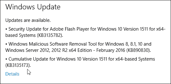 Kumulativ uppdatering av Windows 10 KB3135173 Build 10586.104 tillgänglig nu