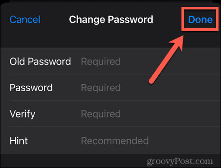 iphone ändra lösenord gjort