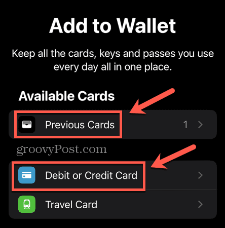 apple pay lägg till tidigare kort eller nytt betal- eller kreditkort