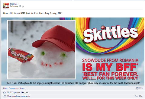 skittles bff posta på facebook