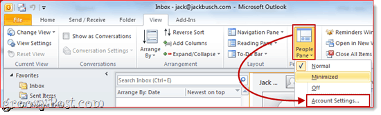 Aktivera personfönstret i Outlook 2010