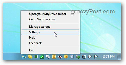 SkyDrive-meny