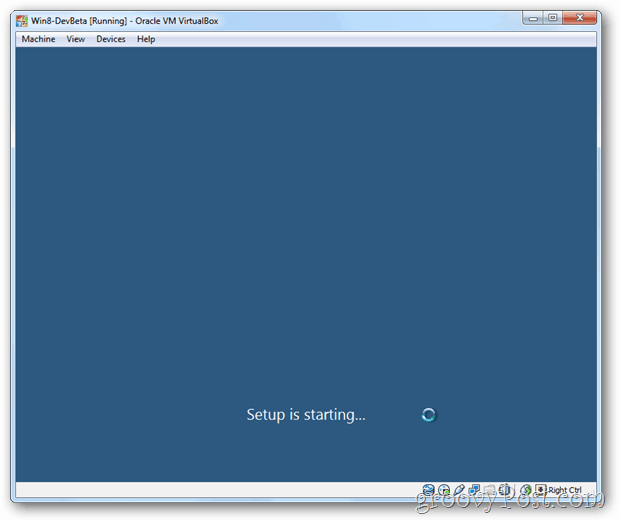 VirtualBox Windows 8-installationen startar