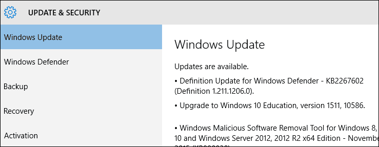 Tvinga Windows 10-uppdateringen för att leverera novemberuppdateringen