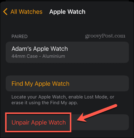 koppla bort apple watch