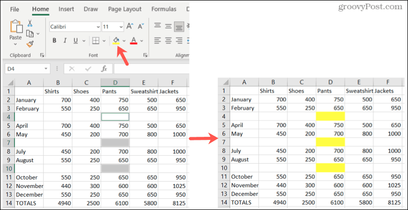 Markera ämnen i Excel
