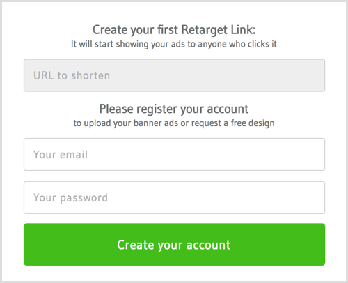 Skapa ett konto med RetargetLinks.