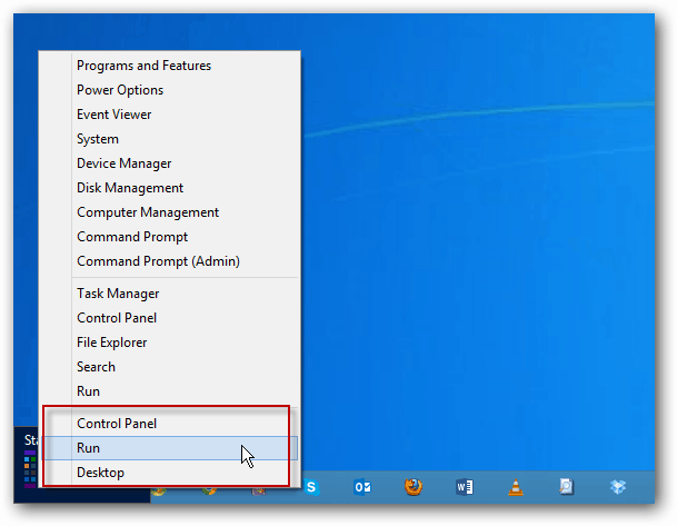 Windows 8 Power Menu-resultat