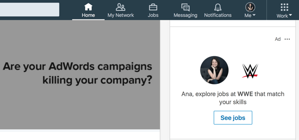 Exempel på riktad LinkedIn-dynamisk annons.