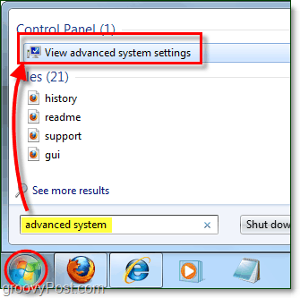 hur du ser avancerade systemprestandealternativ i Windows 7