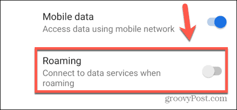 android roaming-vippströmbrytare