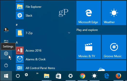 1 Inställningar Windows 10 Start
