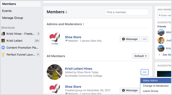 Facebook lägg till profil i gruppen som admin