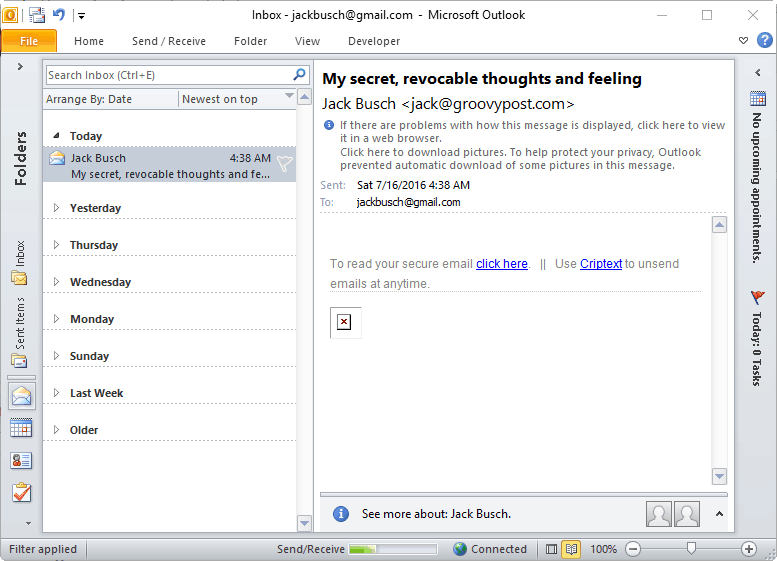säker criptext-e-post i Outlook