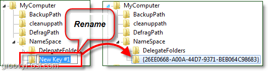 byta namn på en registernyckel i Windows 7