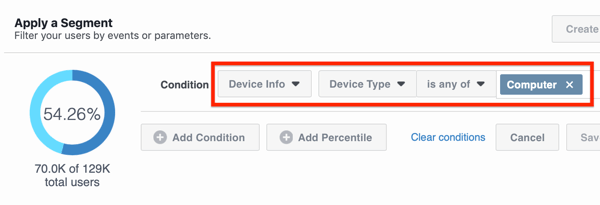 hur man tillämpar segment på Facebook Analytics-data