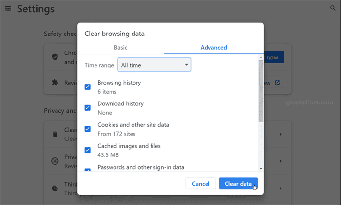 rensa webbinformation i Chrome