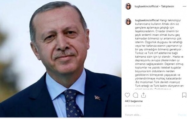 Tuğba Ekinci delning av president Tayyip Erdoğan