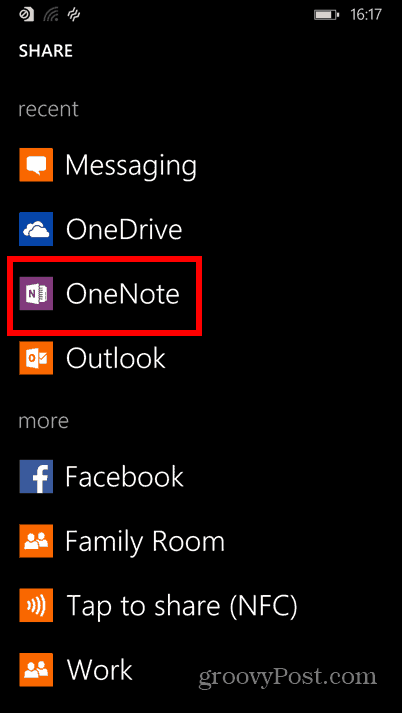 Windows Phone 8.1-skärmdumpar onenote