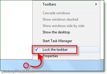 hur man låser aktivitetsfältet i Windows 7