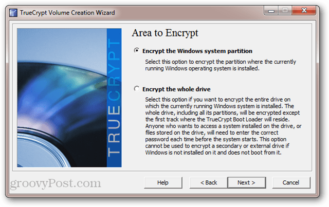 TrueCrypt: Kryptera Windows-systempartitionen vs. kryptera hela enheten