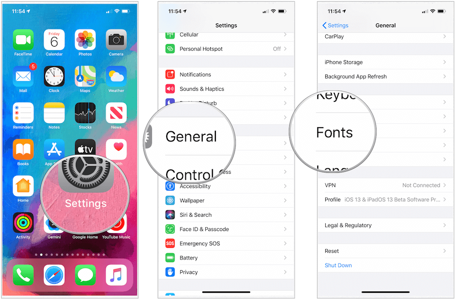 iOS 13-teckensnitt
