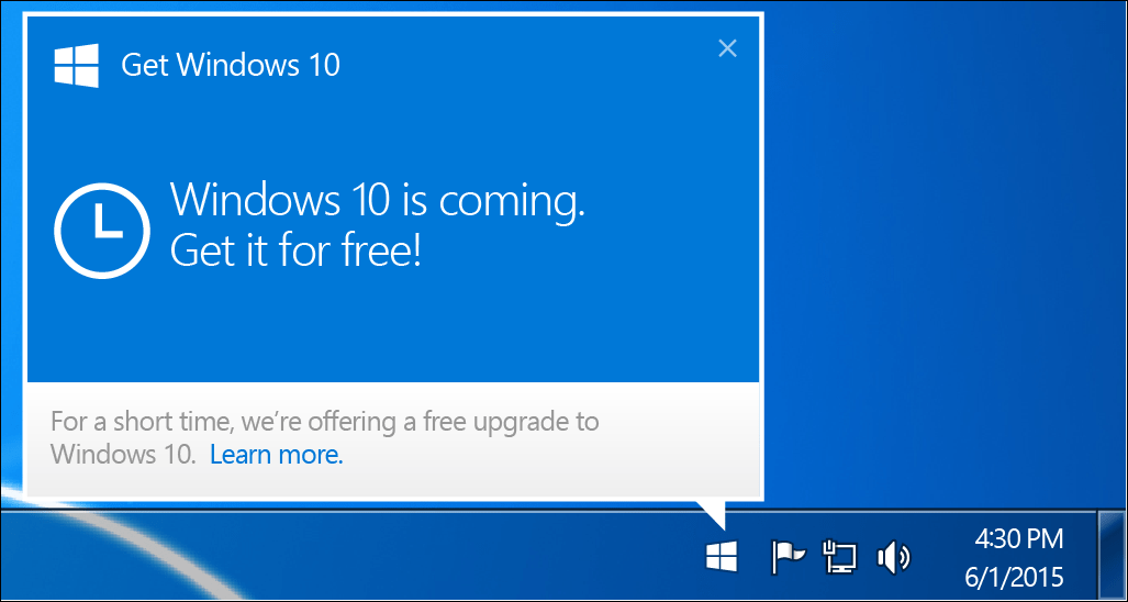 Microsoft tar bort Windows 10 Upgrade Nag Notification