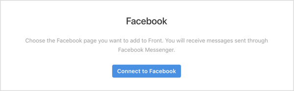 Klicka på knappen Anslut till Facebook i appen Front.
