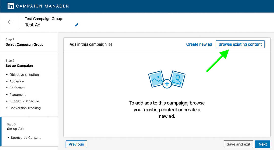 advertising-campaigns-how-to-use-social-proof-in-linkedin-ads-browse-existing-content-campaign-manager-example-12
