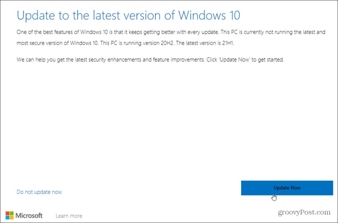 uppdatera till senaste Windows 10-versionen